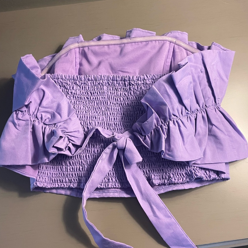 Do + Be Purple Strapless Ruffled Top - Picture 2 of 5